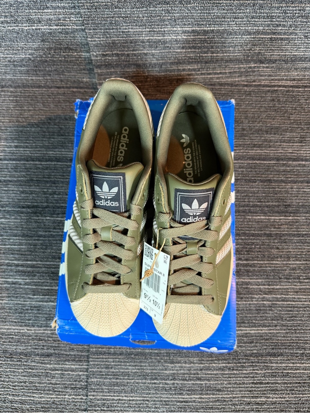adidas Superstar II Olive Medium Dark Khaki/Bliss/Core Black Low-Top M9.5 W10.5 - Picture 4 of 7